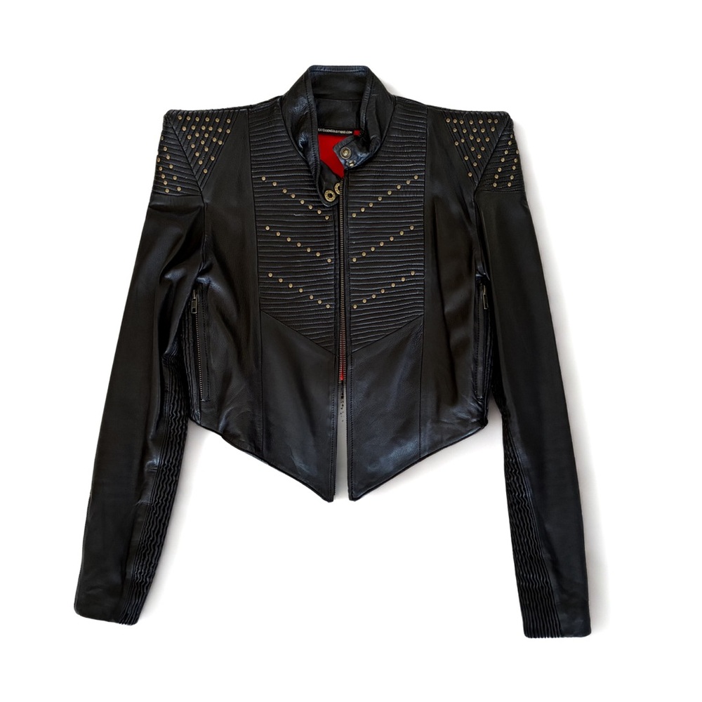 Black Studded Moto Jacket | Lambskin Leather